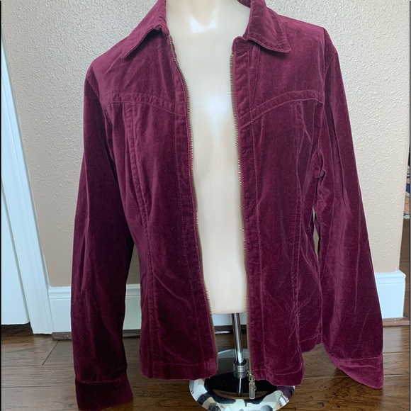 Cabi Burgundy Zip Up Long Sleeve Jacket Medium - Picture 3 of 5